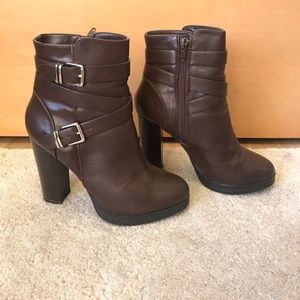 Chocolate brown booties.